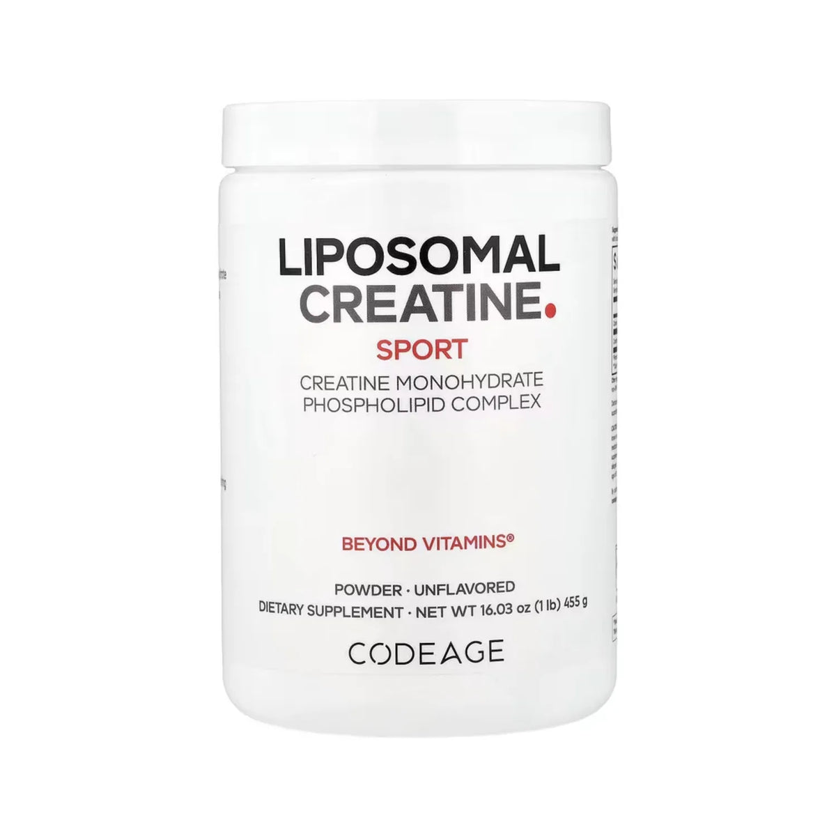 Codeage, Sport, Creatina Liposomal En Polvo, Sin Sabor, 455 G, 90 Servicios (1 Lb)