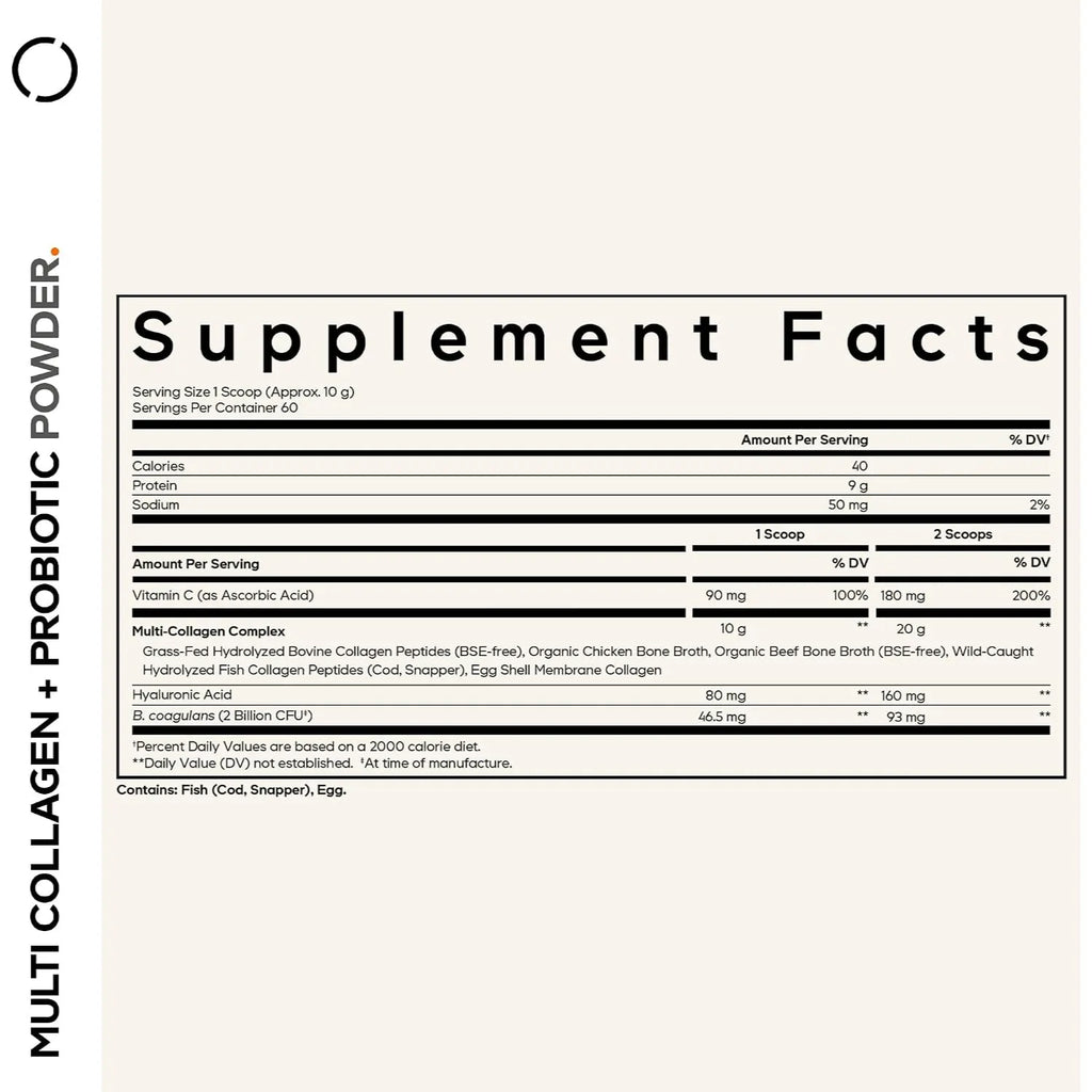 Codeage, Multi Colágeno 5 Tipos. Vitamina C, Ácido Hialurónico Y Probióticos, 600 Gramos