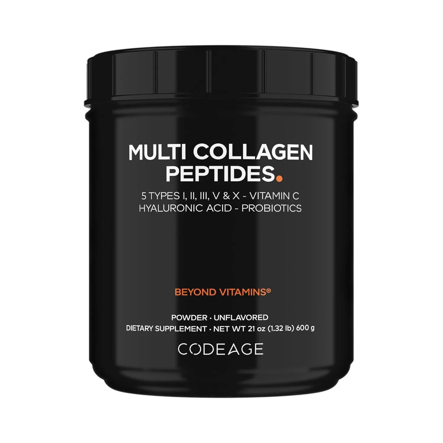 Codeage, Multi Colágeno 5 Tipos. Vitamina C, Ácido Hialurónico Y Probióticos, 600 Gramos