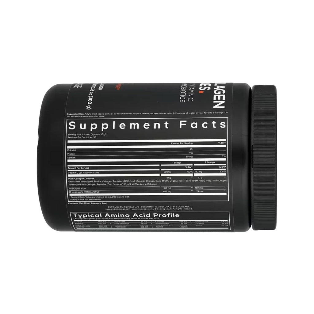 Codeage, Péptidos De Colágeno Múltiple En Polvo, Sin Sabor, 300 G (10.58 Oz)