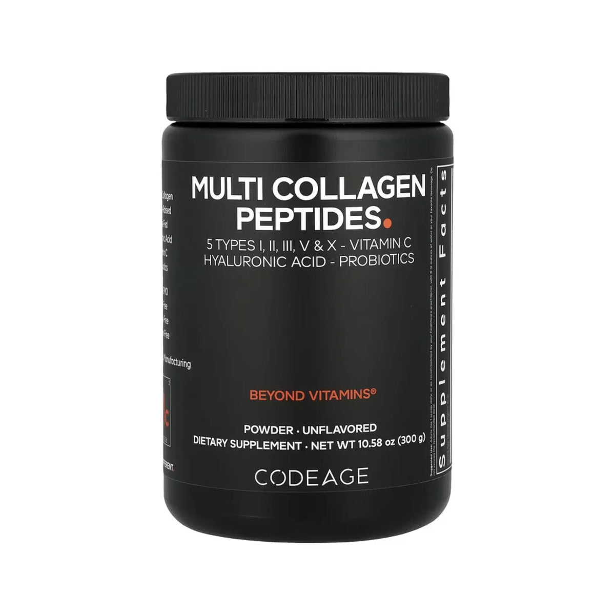 Codeage, Péptidos De Colágeno Múltiple En Polvo, Sin Sabor, 300 G (10.58 Oz)