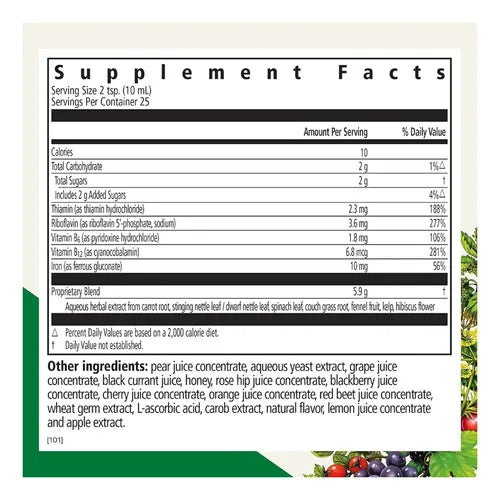 GAIA HERBS | Floradix Iron + Herbs Hierro Líquido con Vitaminas B | 250 ml (8.5 oz) | Apoyo Energético y Formación de Glóbulos Rojos