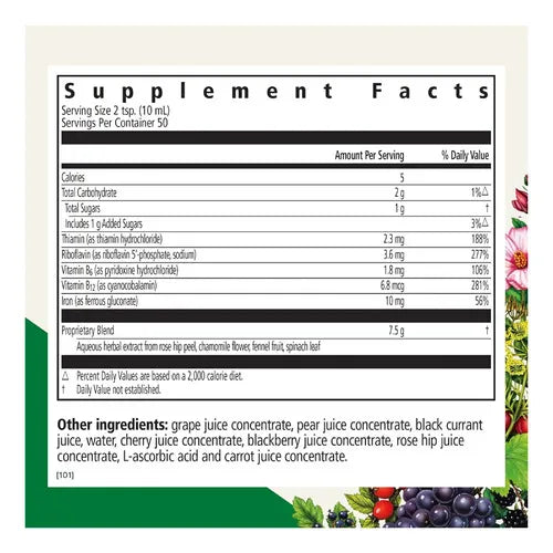 GAIA HERBS | Floradix Iron + Herbs Hierro Líquido con Vitaminas B | Botella de 250 ml (8.5 oz) | Apoyo a la Energía y Formación de Glóbulos Rojos