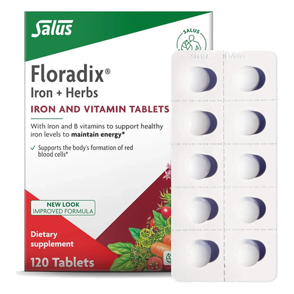 GAIA HERBS | Floradix Iron Tablets con Hierro y Vitaminas B | 120 Tabletas | Apoyo a la Energía y Formación de Glóbulos Rojos