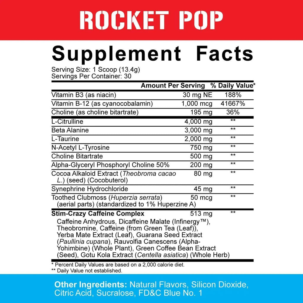 5% Nutrition 5150 | Pre Entreno con Citrulina y L-Tirosina | 30 Servicios | Sabor Rocket Pop