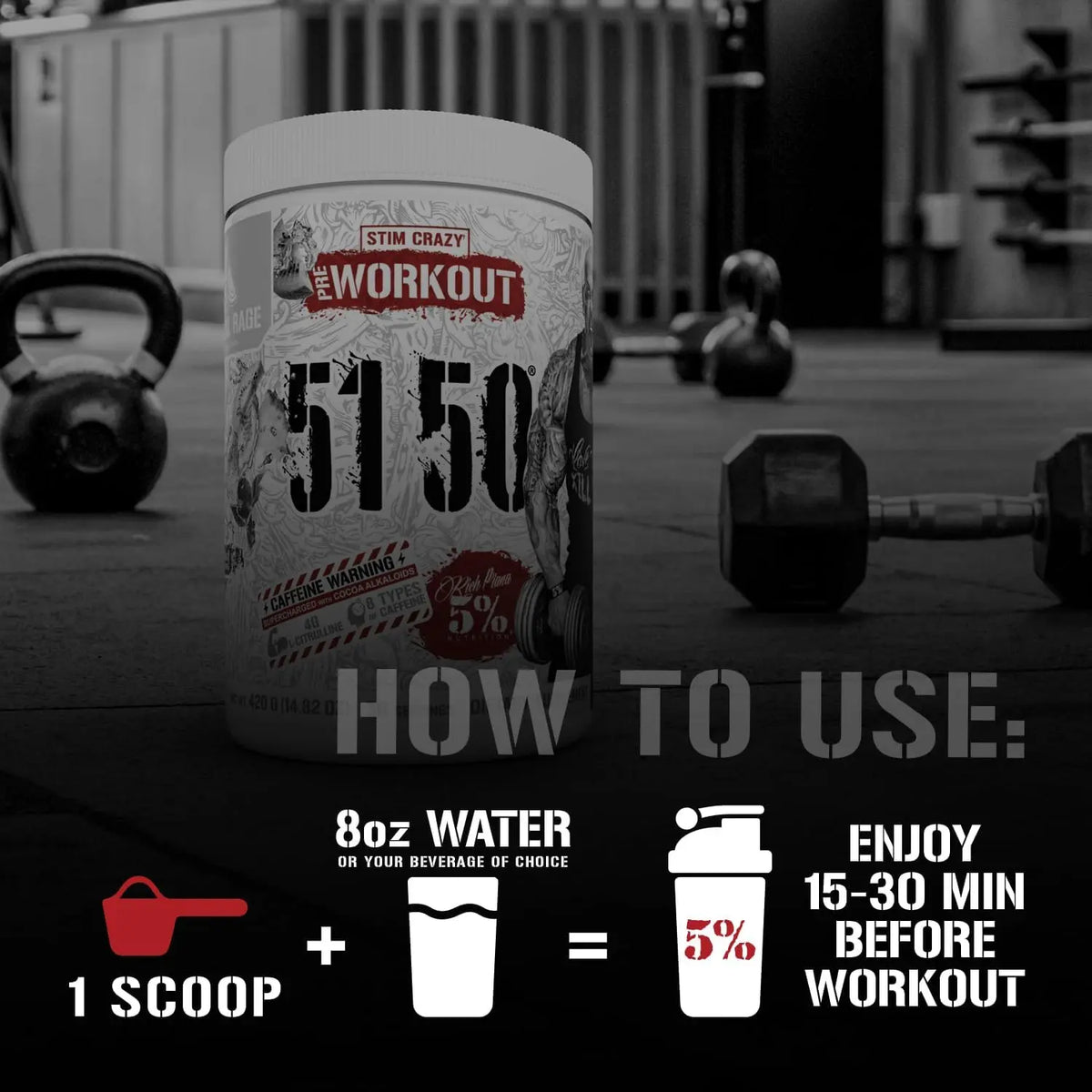 5% Nutrition 5150 | Pre Entreno con Citrulina y L-Tirosina | 30 Servicios | Sabor Rocket Pop