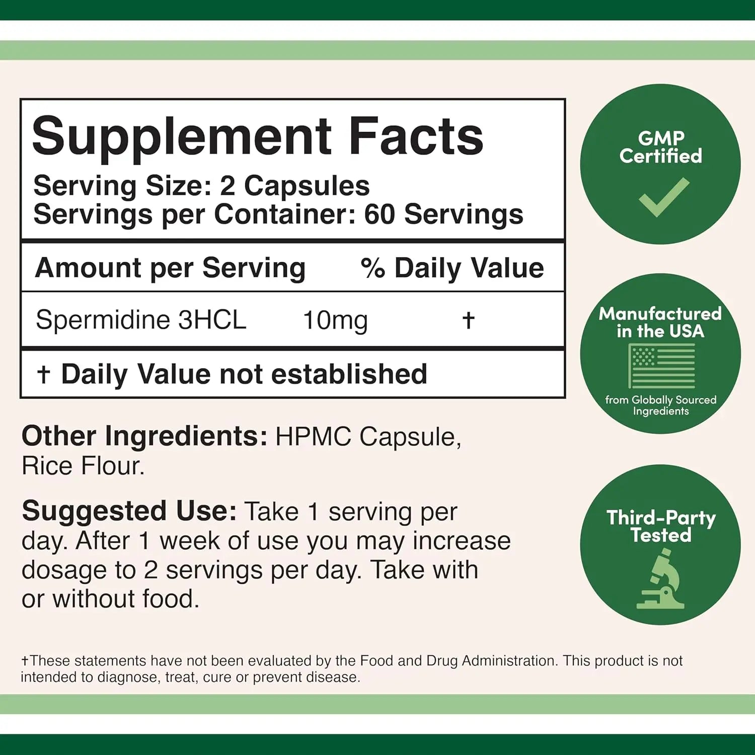 Double Wood Supplements Espermidina (10 mg de 99% de espermidina – Probado por terceros – 120 cápsulas – Más de 100 veces más potente que el extracto de germen de trigo