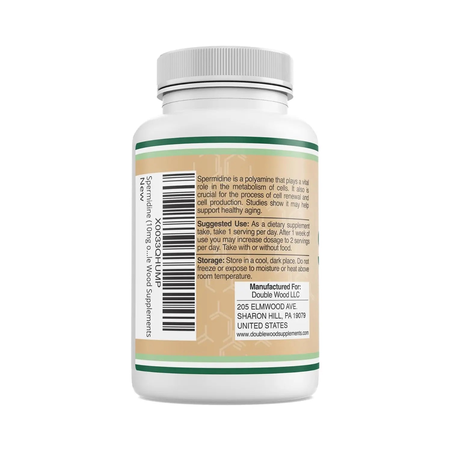 Double Wood Supplements Espermidina (10 mg de 99% de espermidina – Probado por terceros – 120 cápsulas – Más de 100 veces más potente que el extracto de germen de trigo