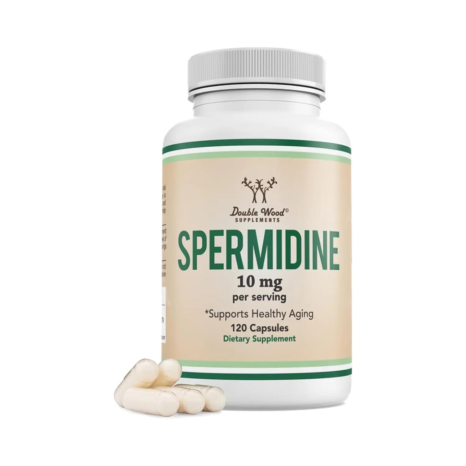 Double Wood Supplements Espermidina (10 mg de 99% de espermidina – Probado por terceros – 120 cápsulas – Más de 100 veces más potente que el extracto de germen de trigo