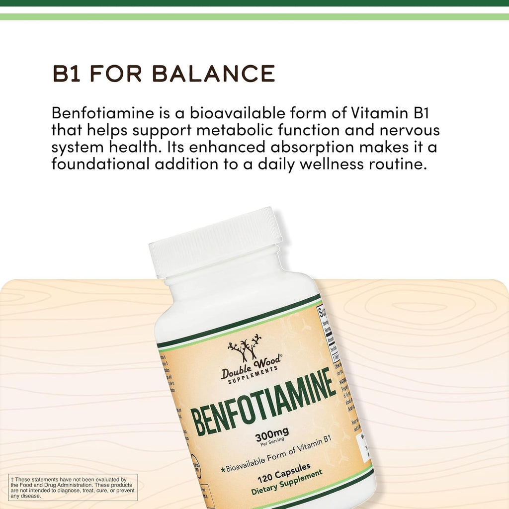Double Wood Benfotiamina 300 mg 120 Cápsulas