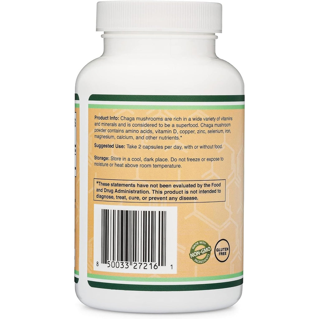 Double Wood Hongo Chaga Orgánico 1000 mg 120 Cápsulas