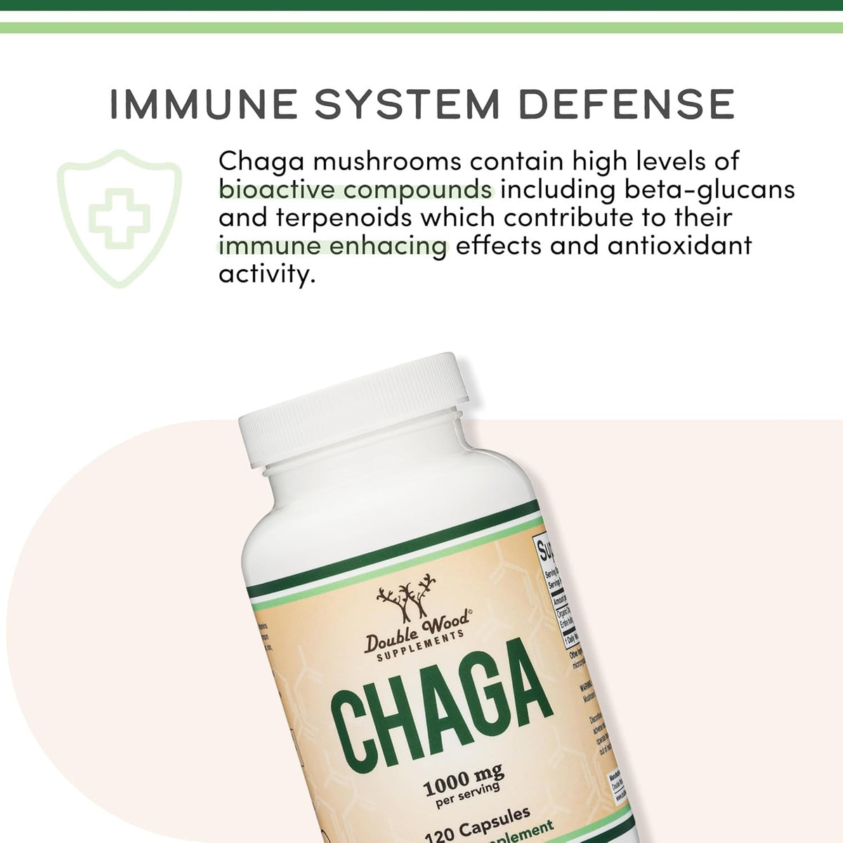 Double Wood Hongo Chaga Orgánico 1000 mg 120 Cápsulas