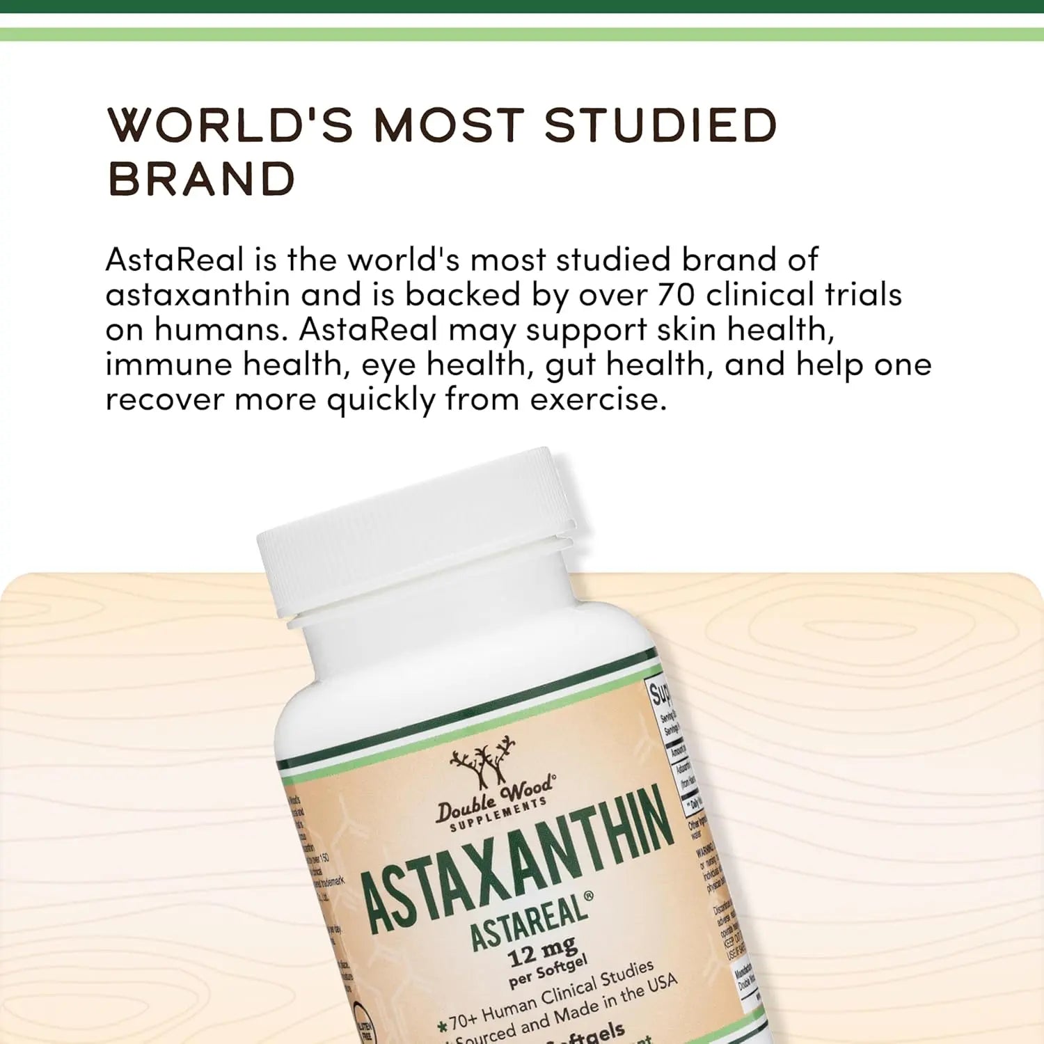 Double Wood Astaxantina (astareal) 12 Mg, 60 Softgels Sfn