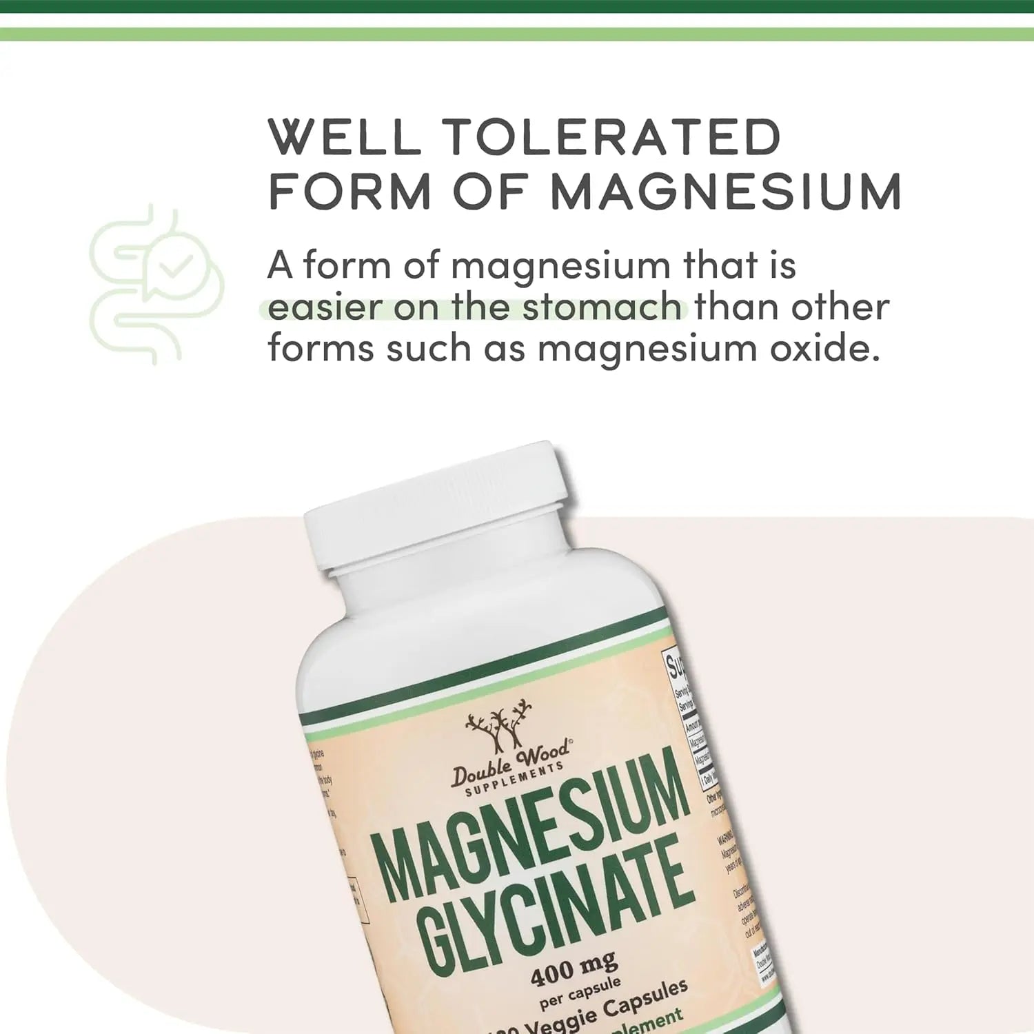 DOUBLE WOOD Magnesium Glycinate - 180 x 400 mg capsules