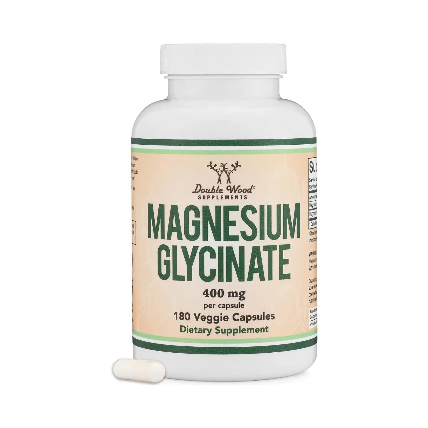 DOUBLE WOOD Magnesium Glycinate - 180 x 400 mg capsules