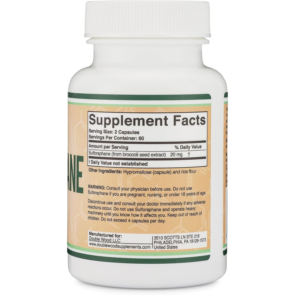 Double Wood Sulforafano 20 mg 120 Cápsulas