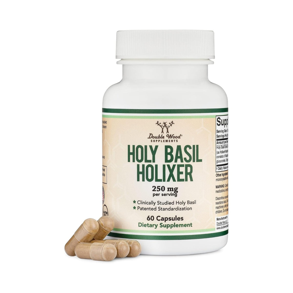 Double Wood Albahaca Sagrada Tulsi Holixer 250 mg 60 Cápsulas
