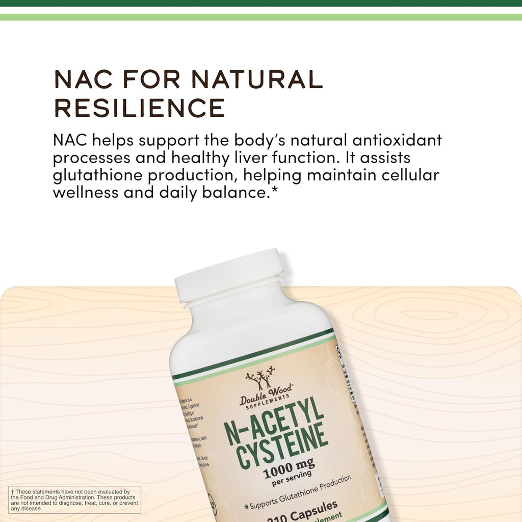 Double Wood NAC N-acetil Cisteína 500 mg 210 Cápsulas