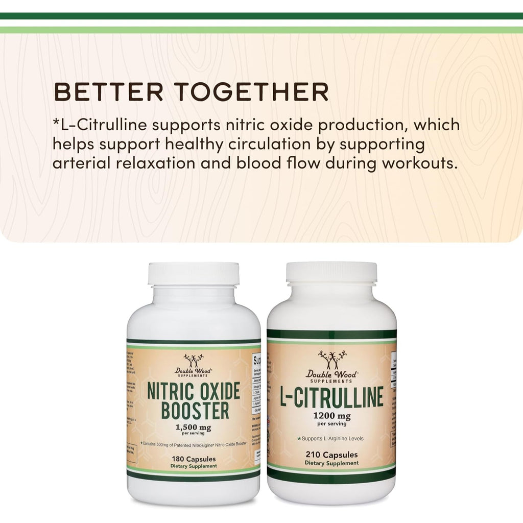 Double Wood Óxido Nítrico con Nitrosigine, L-Arginina y L-Citrulina 1500 mg Cápsulas