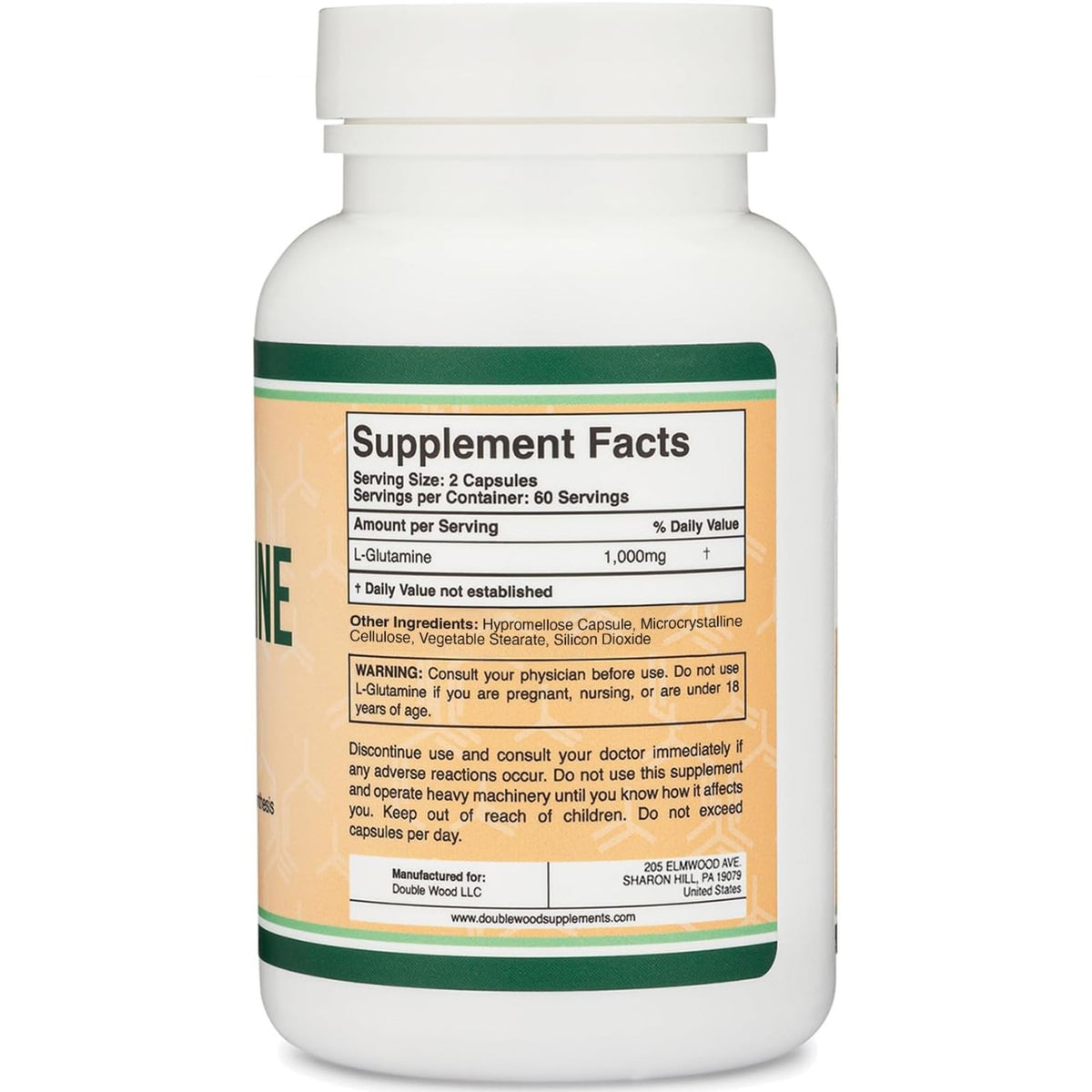 Double Wood L-Glutamina 1000 mg 120 Cápsulas