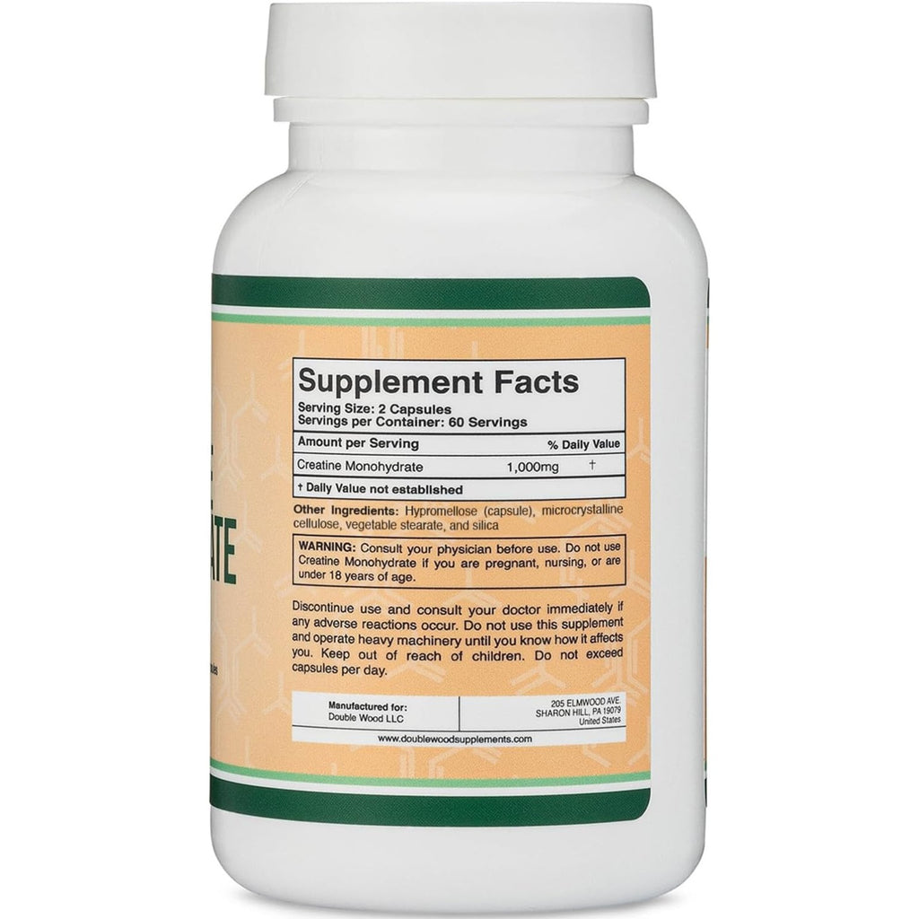 Double Wood Monohidrato de Creatina 1000 mg 120 Cápsulas
