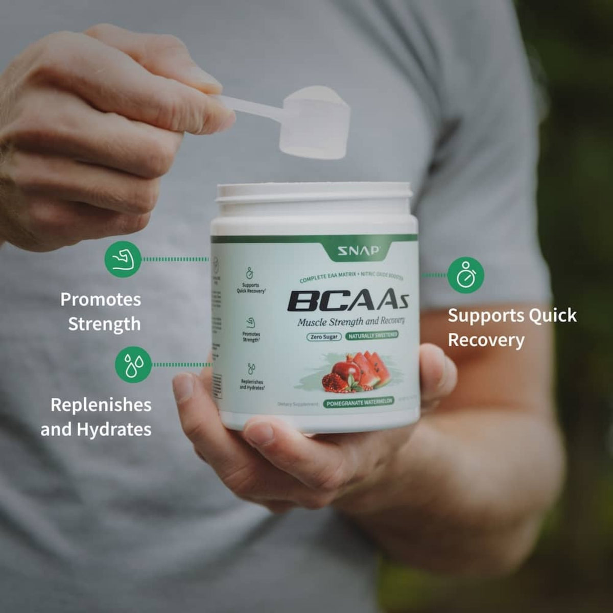 Snap Supplements BCAA Polvo 277 g Granada Sandía