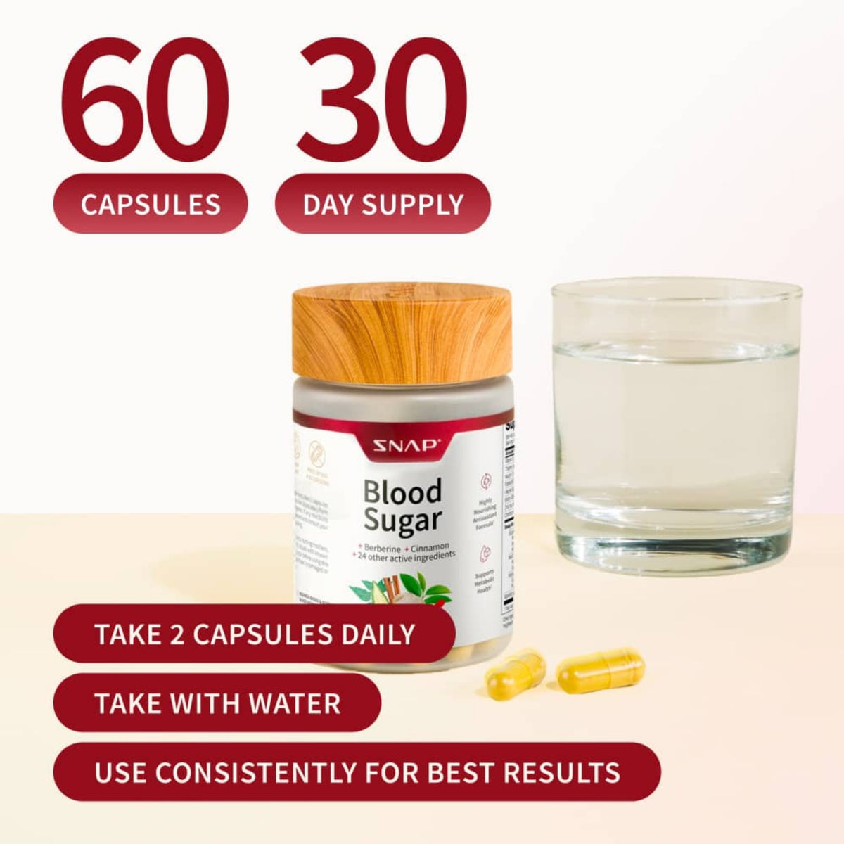 Snap Supplements Blood Sugar 60 Cápsulas