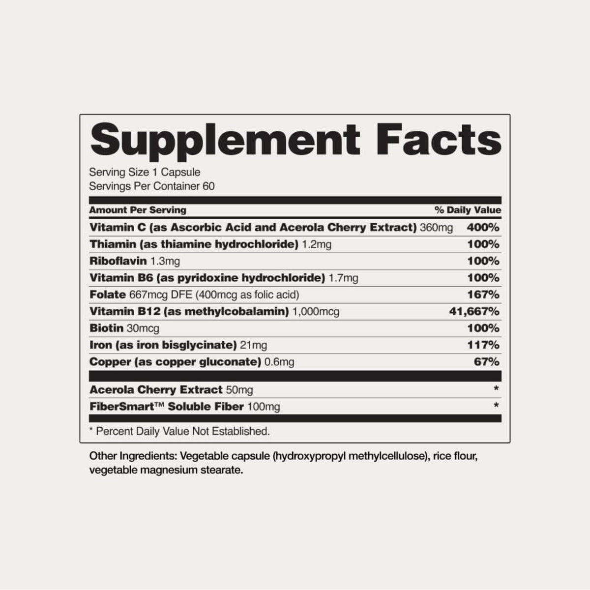 Snap Supplements Iron Builder Hierro con Vitaminas B y C 60 Cápsulas Vegetales