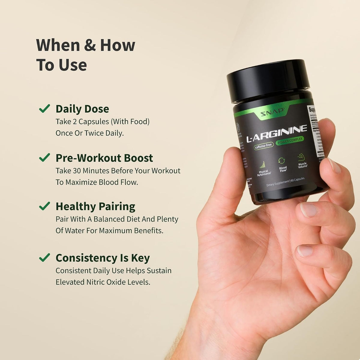Snap Supplements L-arginina 60 Cápsulas