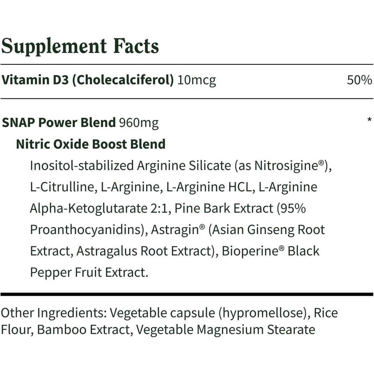 Snap Supplements L-arginina 60 Cápsulas