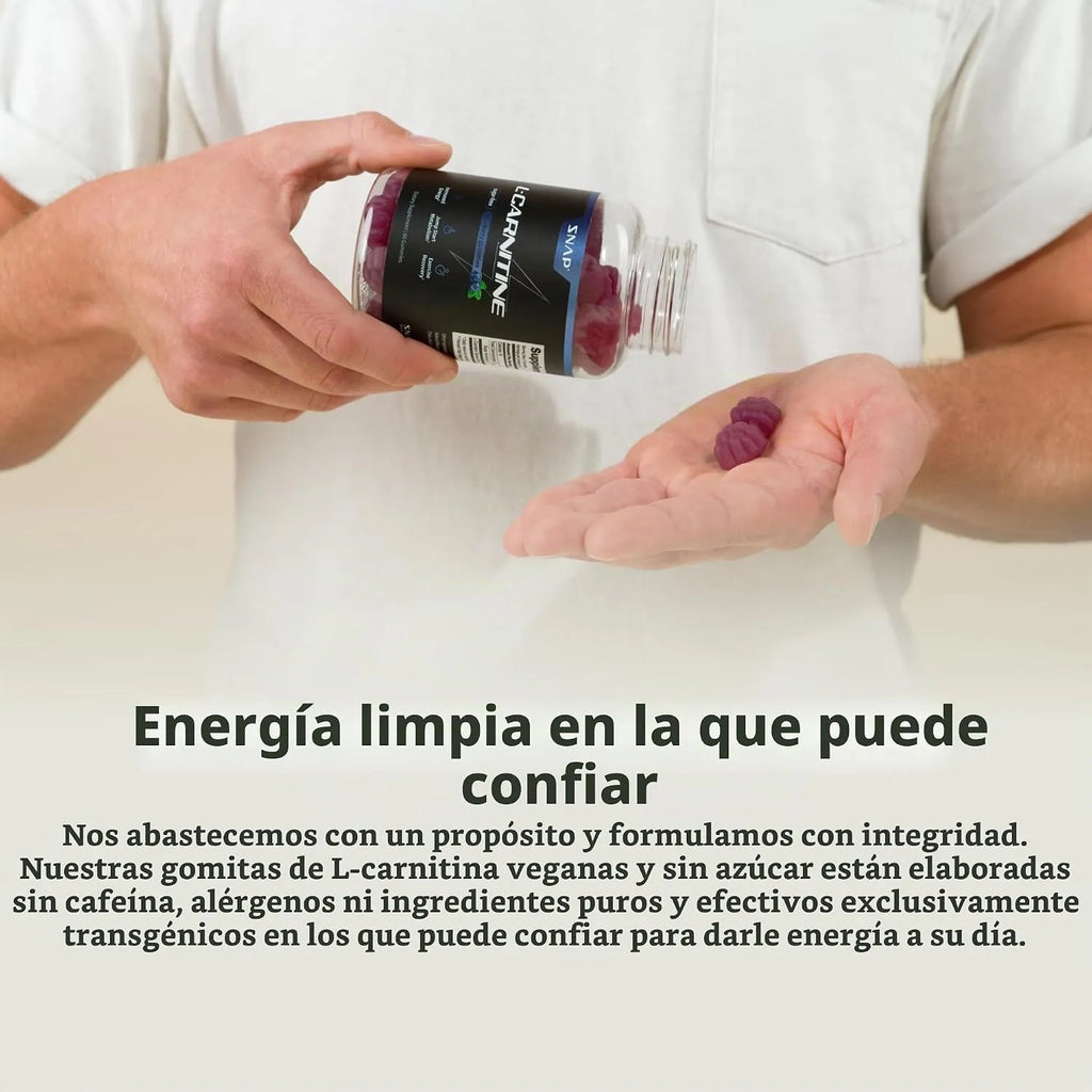 Snap supplements Tartrato de L-carnitina, 60 gomitas sin azúcar