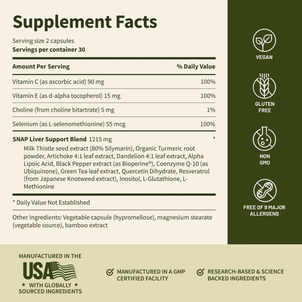 Snap Supplements Liver Health & Detox 60 Cápsulas Vegetales