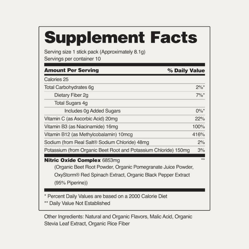 Snap Supplements Nitric Oxide Organic Beets 10 Sobres