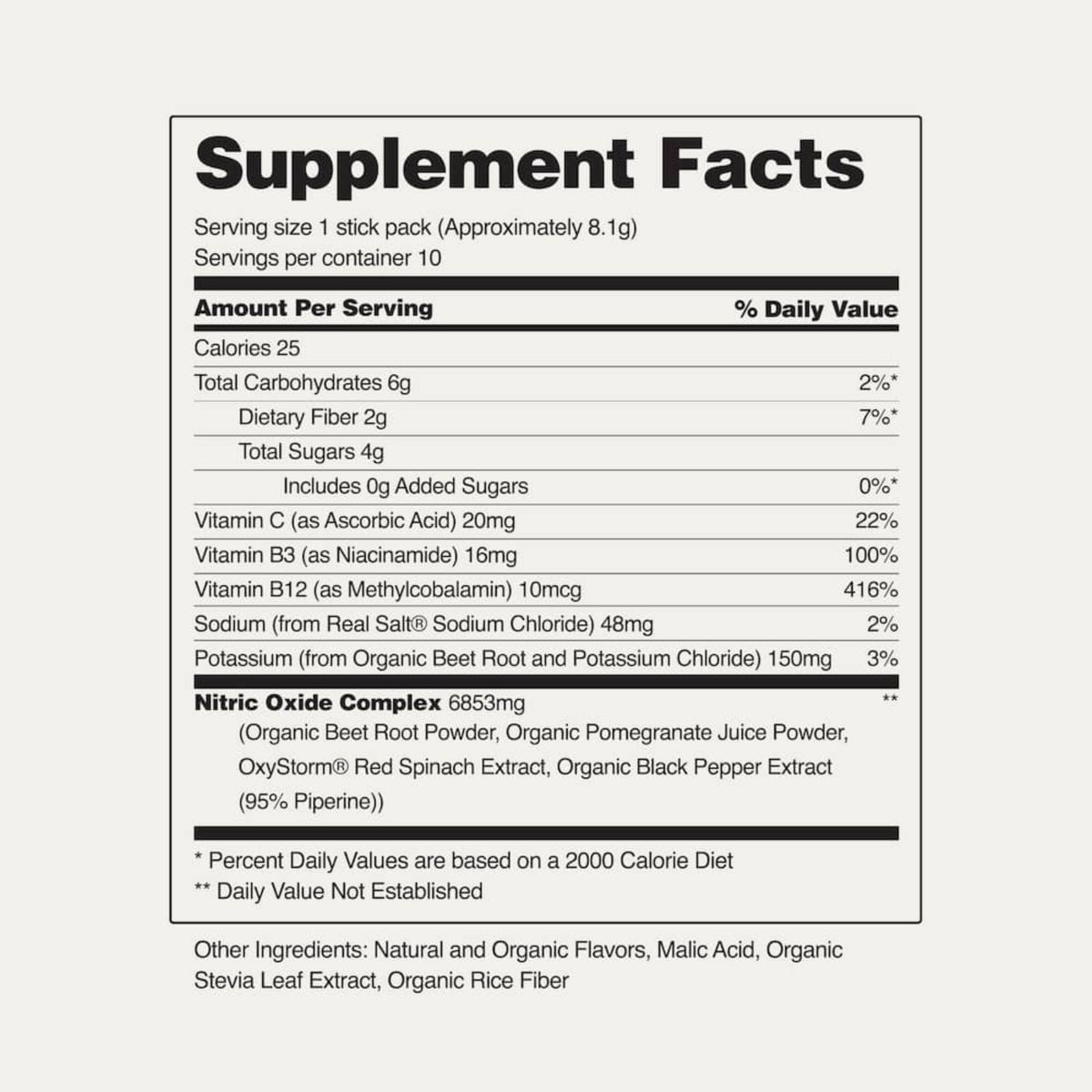 Snap Supplements Nitric Oxide Organic Beets 10 Sobres