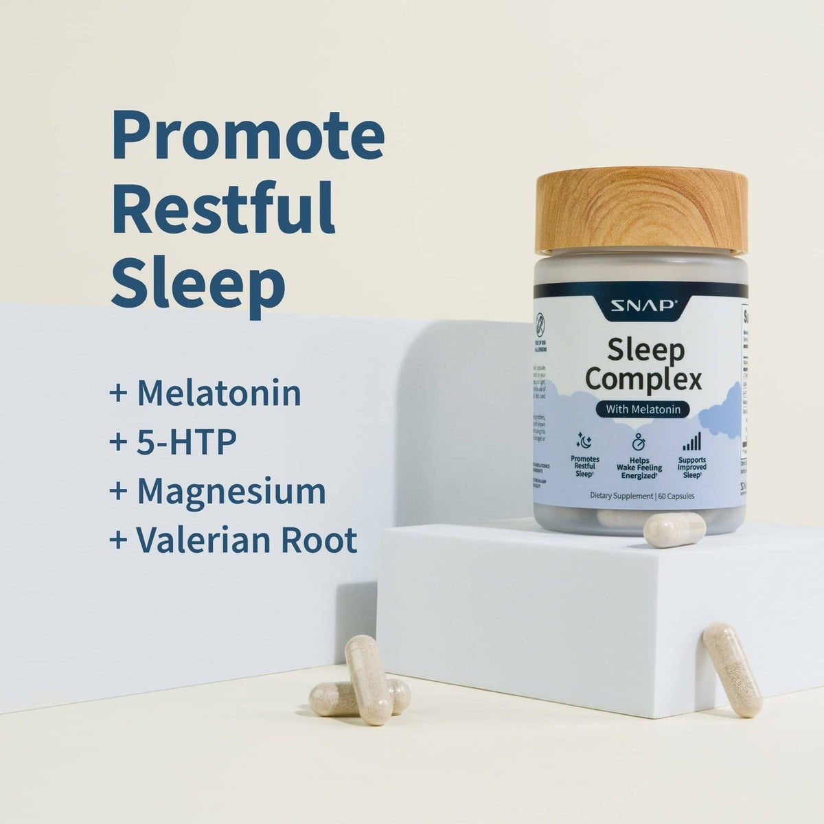 Snap Supplements Sleep Complex con Melatonina 60 Cápsulas Vegetales