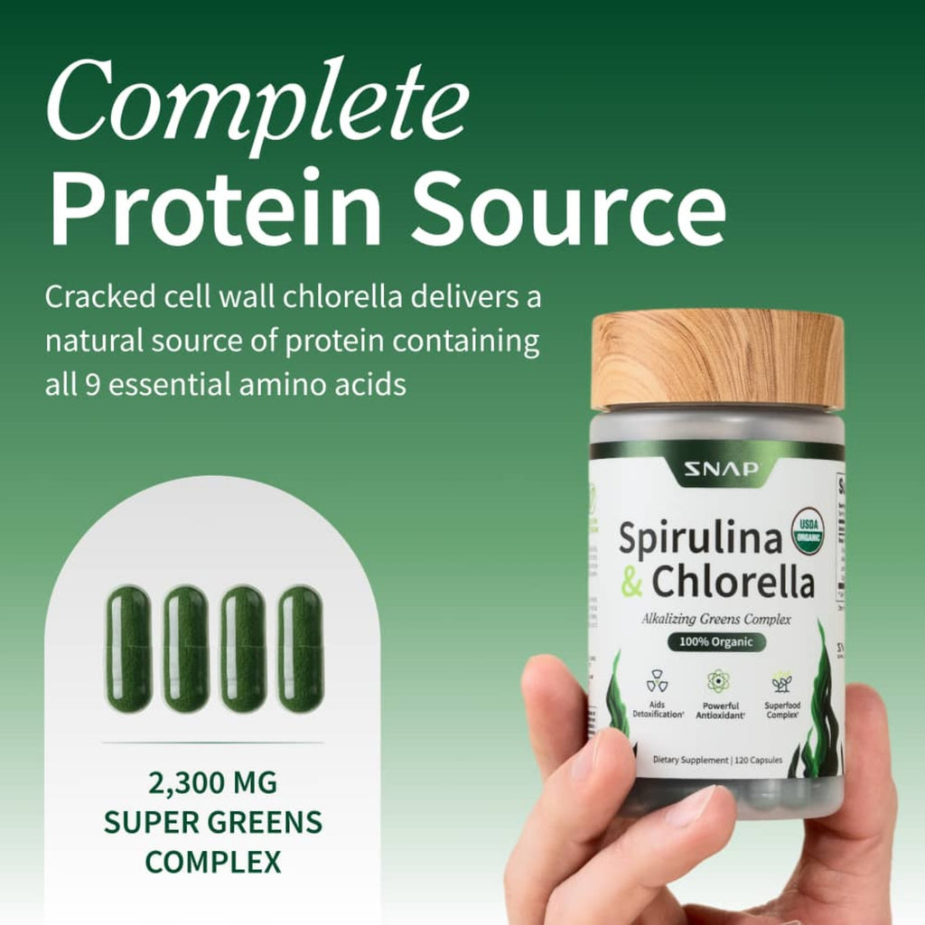 Snap Supplements Spirulina + Chlorella 120 Cápsulas Vegetales
