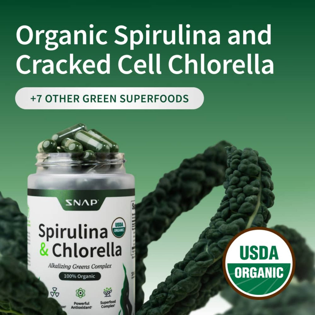 Snap Supplements Spirulina + Chlorella 120 Cápsulas Vegetales