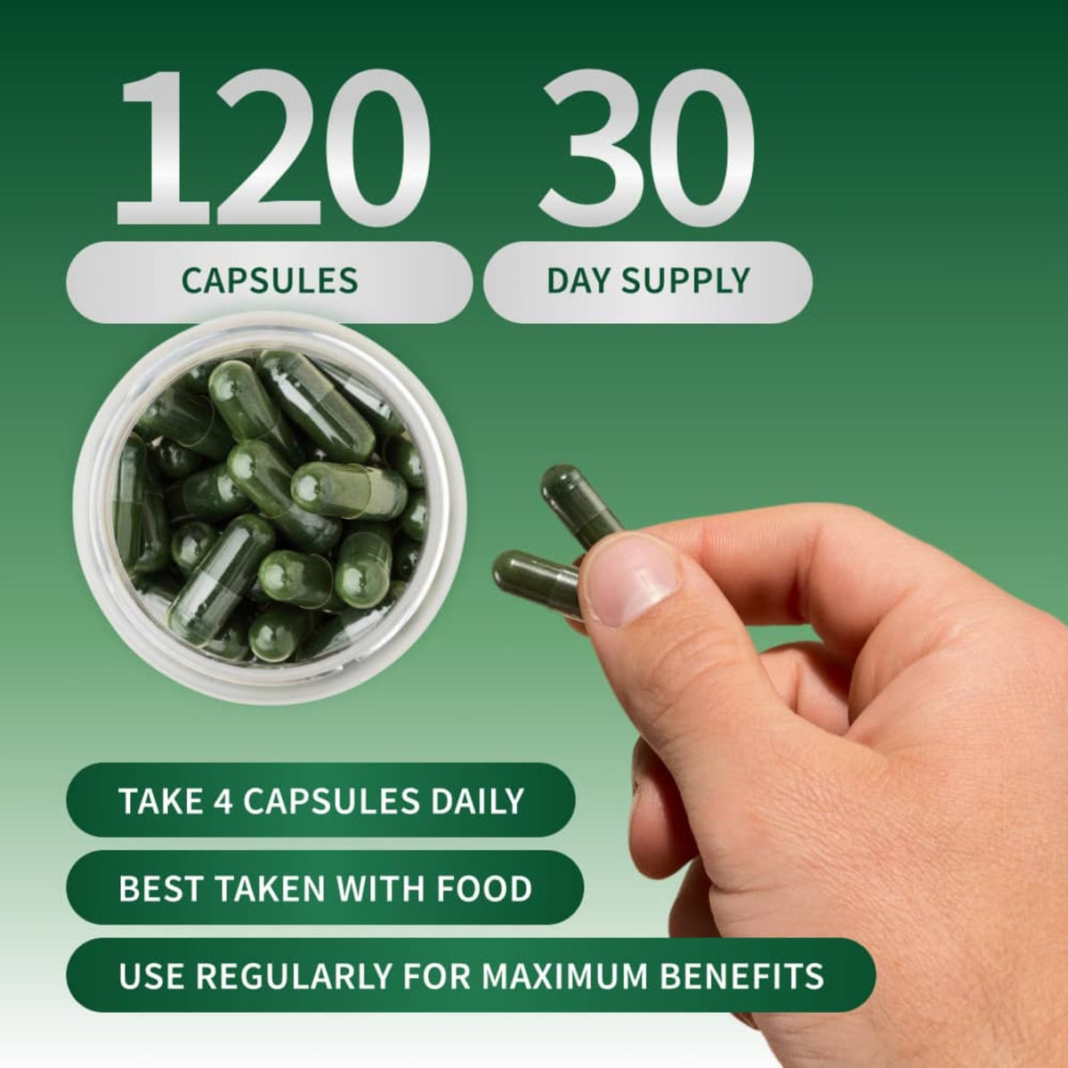 Snap Supplements Spirulina + Chlorella 120 Cápsulas Vegetales