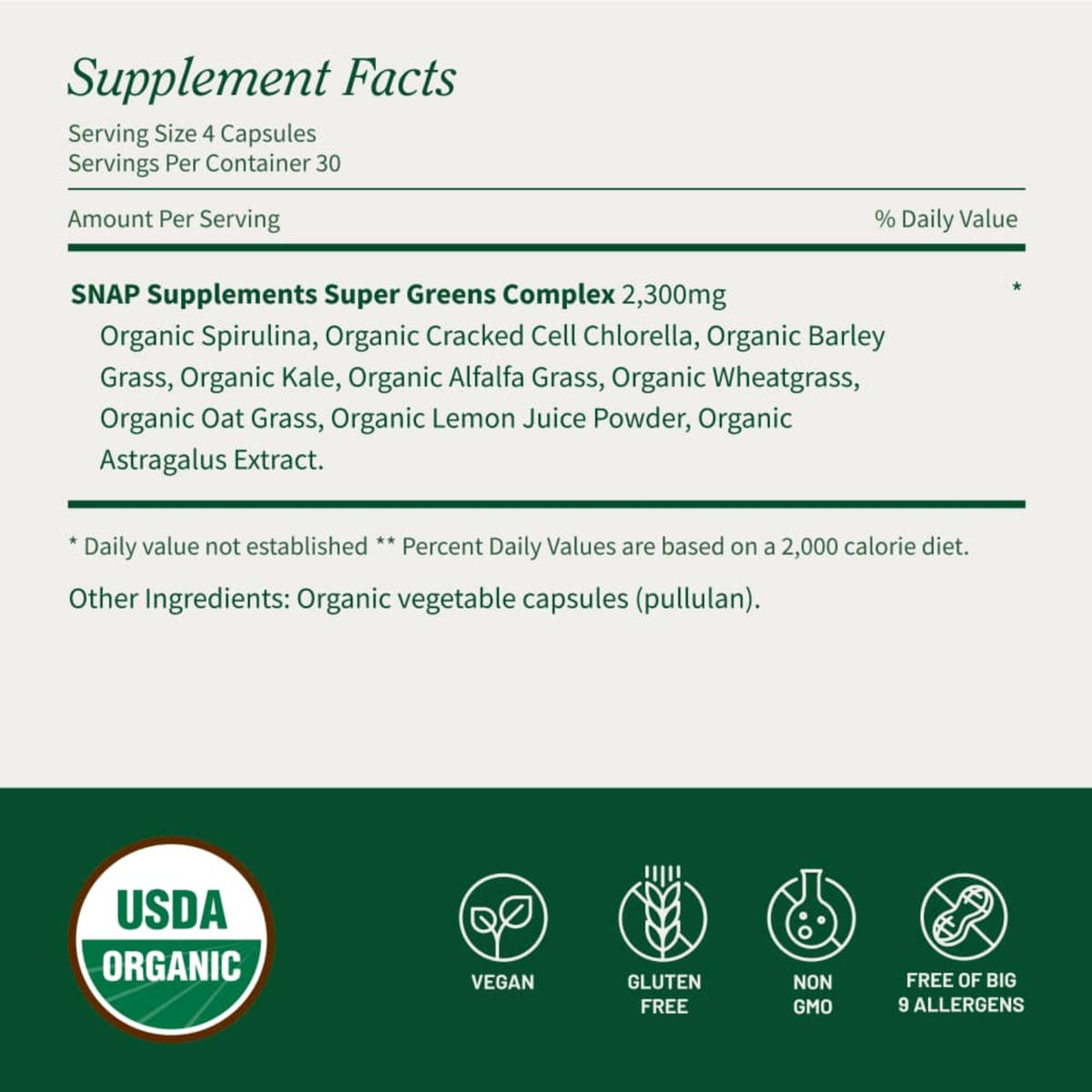 Snap Supplements Spirulina + Chlorella 120 Cápsulas Vegetales