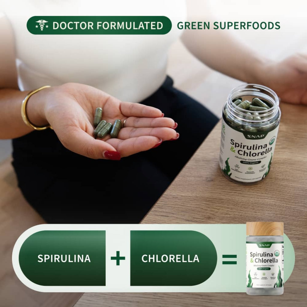 Snap Supplements Spirulina + Chlorella 120 Cápsulas Vegetales