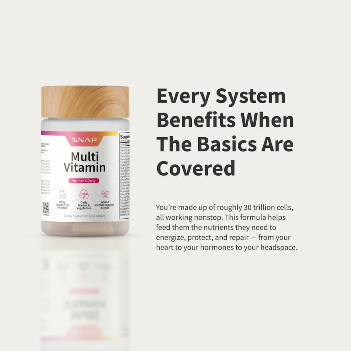 Snap Supplements Multivitamínico Diario para Mujer 60 Cápsulas Vegetales