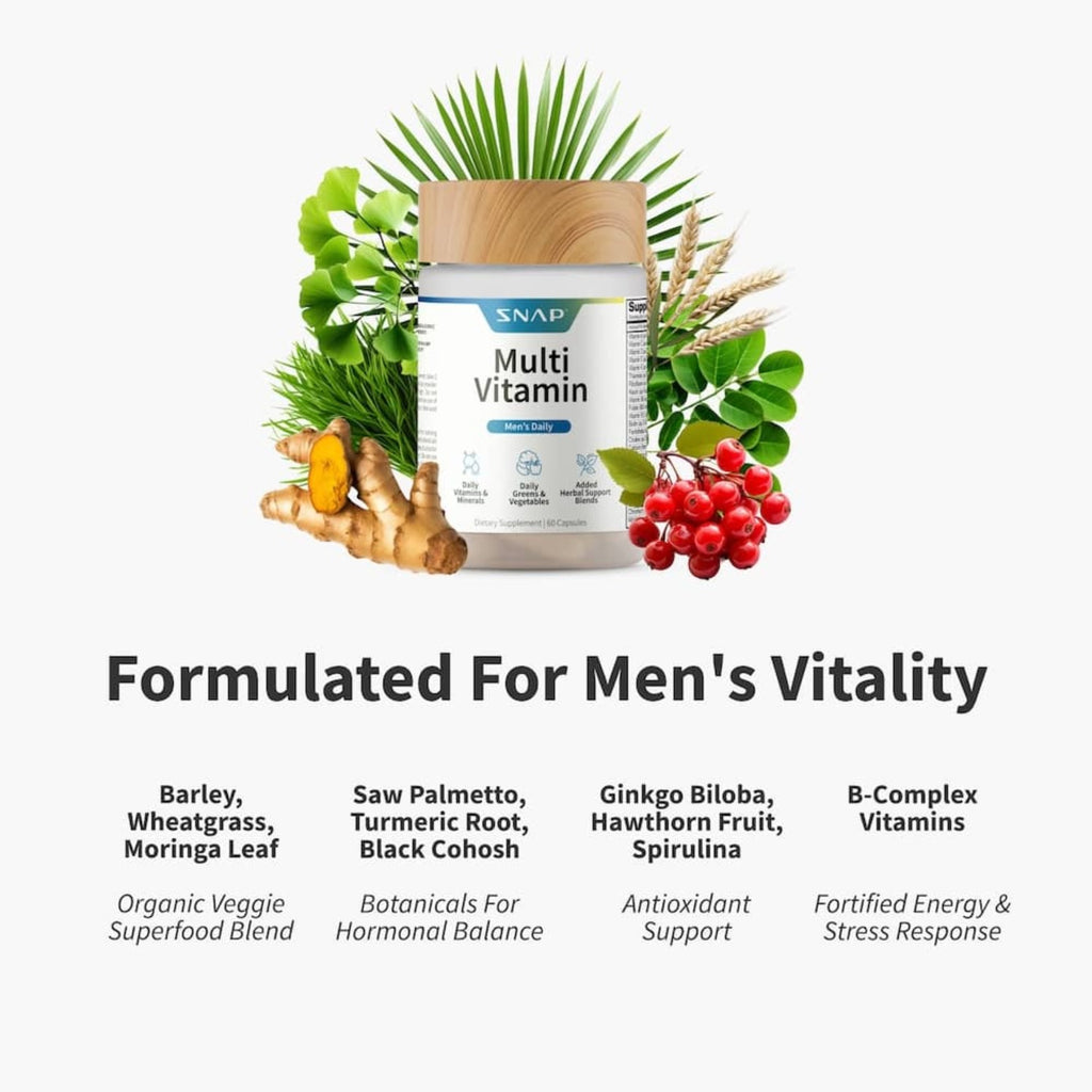 Snap Supplements Multivitamínico Diario para Hombre 60 Cápsulas Vegetales