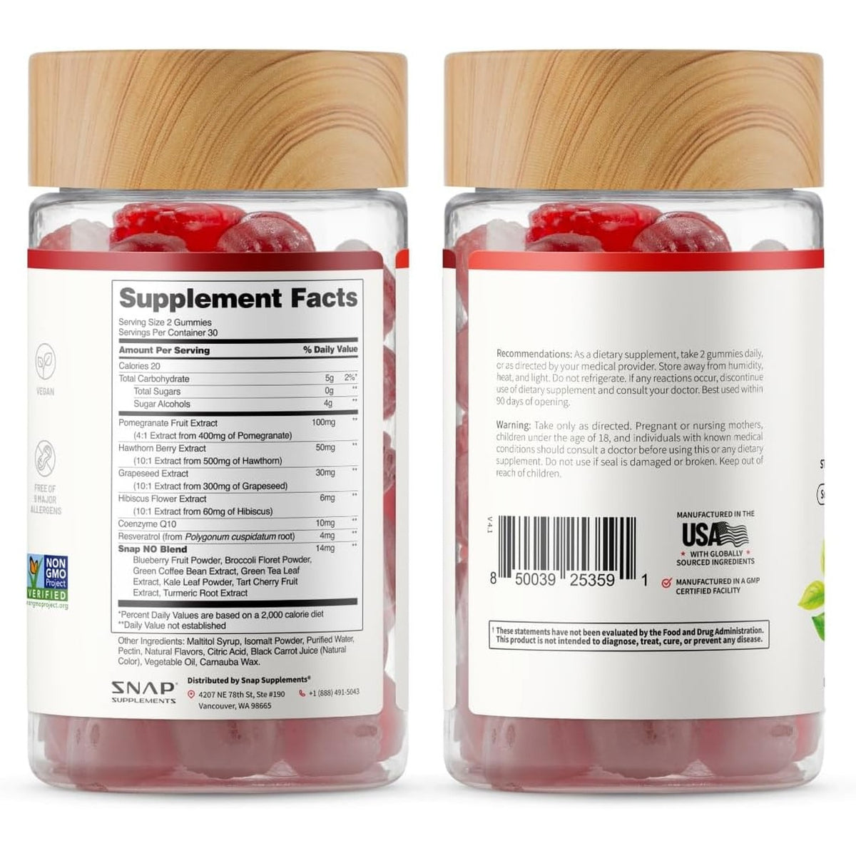 Snap Supplements Salud Cardiovascular Gomitas Sabor Sandía 60 Gomitas