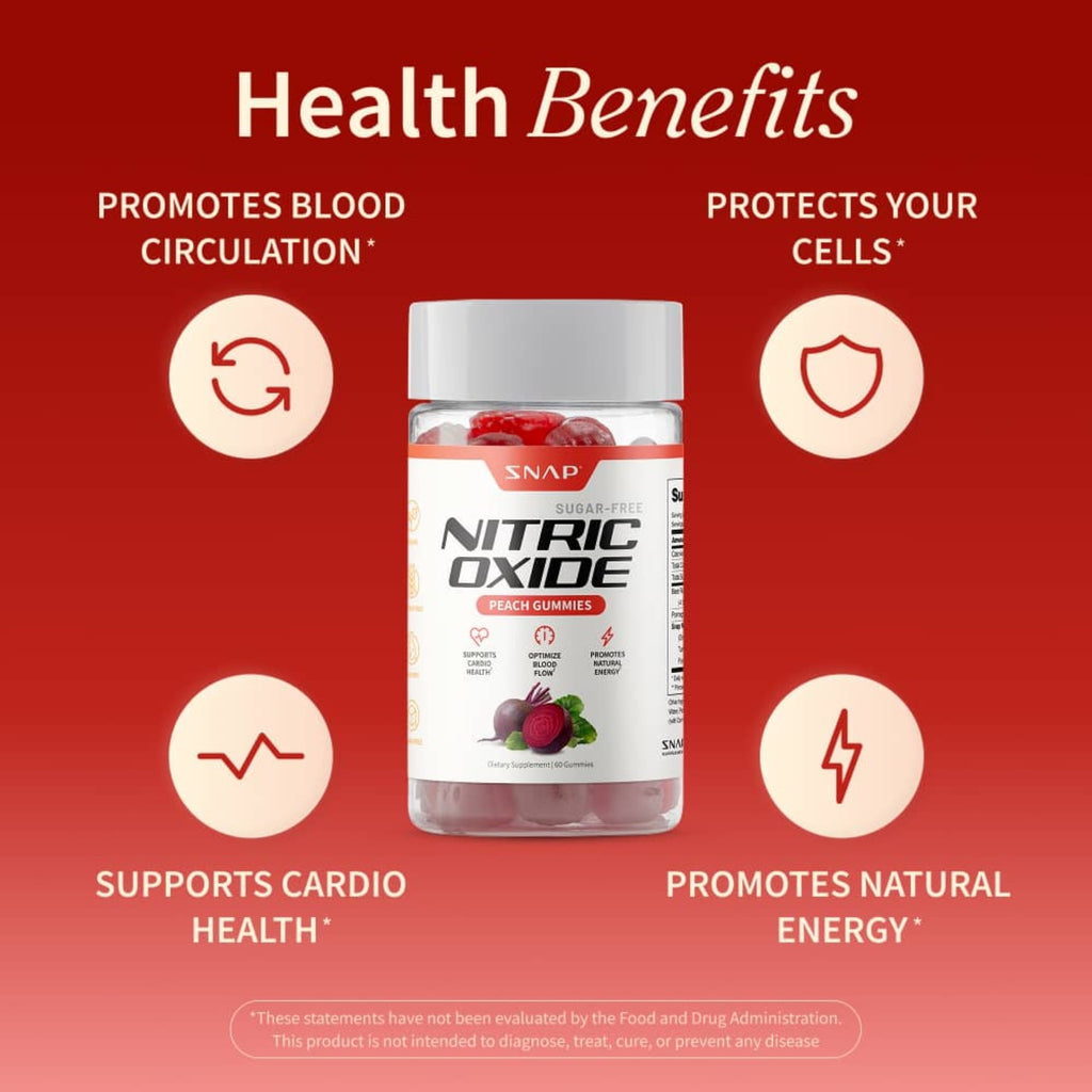 Snap Supplements Nitric Oxide Betabel sin Azúcar 60 Gomitas Durazno