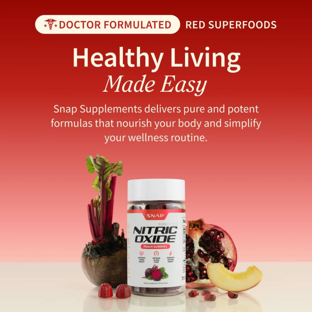 Snap Supplements Nitric Oxide Betabel sin Azúcar 60 Gomitas Durazno