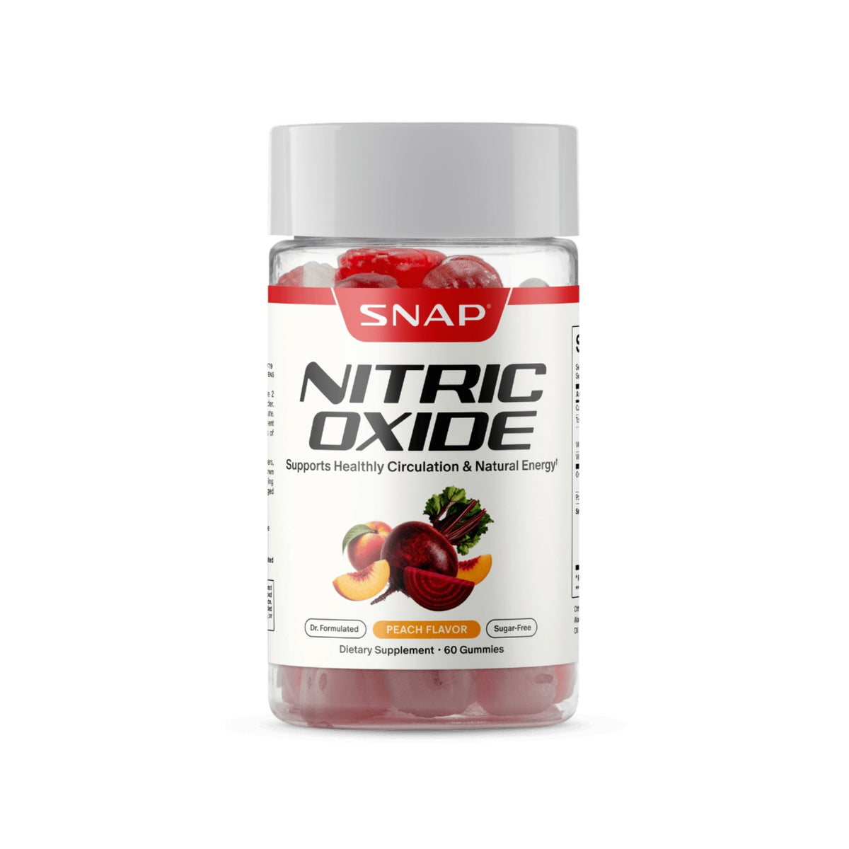 Snap Supplements Nitric Oxide Betabel sin Azúcar 60 Gomitas Durazno