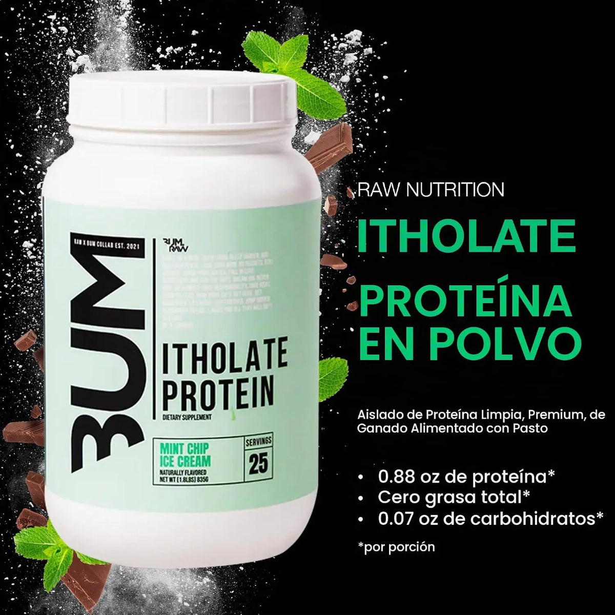 Raw Cbum Itholate 1.72 Lbs Sabor Helado de Menta Con Chispas