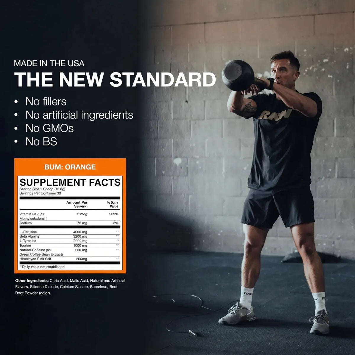 RAW CBUM Essential Pre-Entreno 399 g / 30 Servicios | Energía, enfoque y rendimiento deportivo | 200 mg de cafeína por porción | Con L-Citrulina, Beta-Alanina, L-Tirosina y Taurina | Suplemento alimenticio