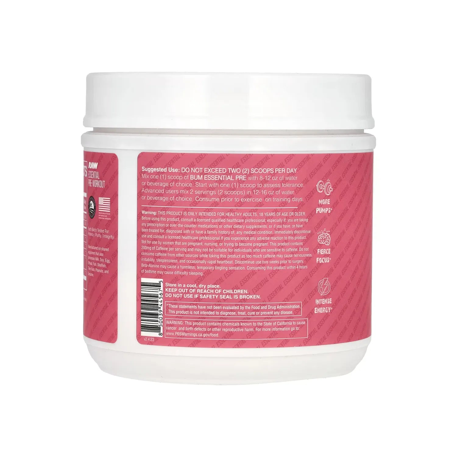 Raw Nutrition, Bum, Preentrenamiento esencial, Sandía ácida, 405 g (14,29 oz)
