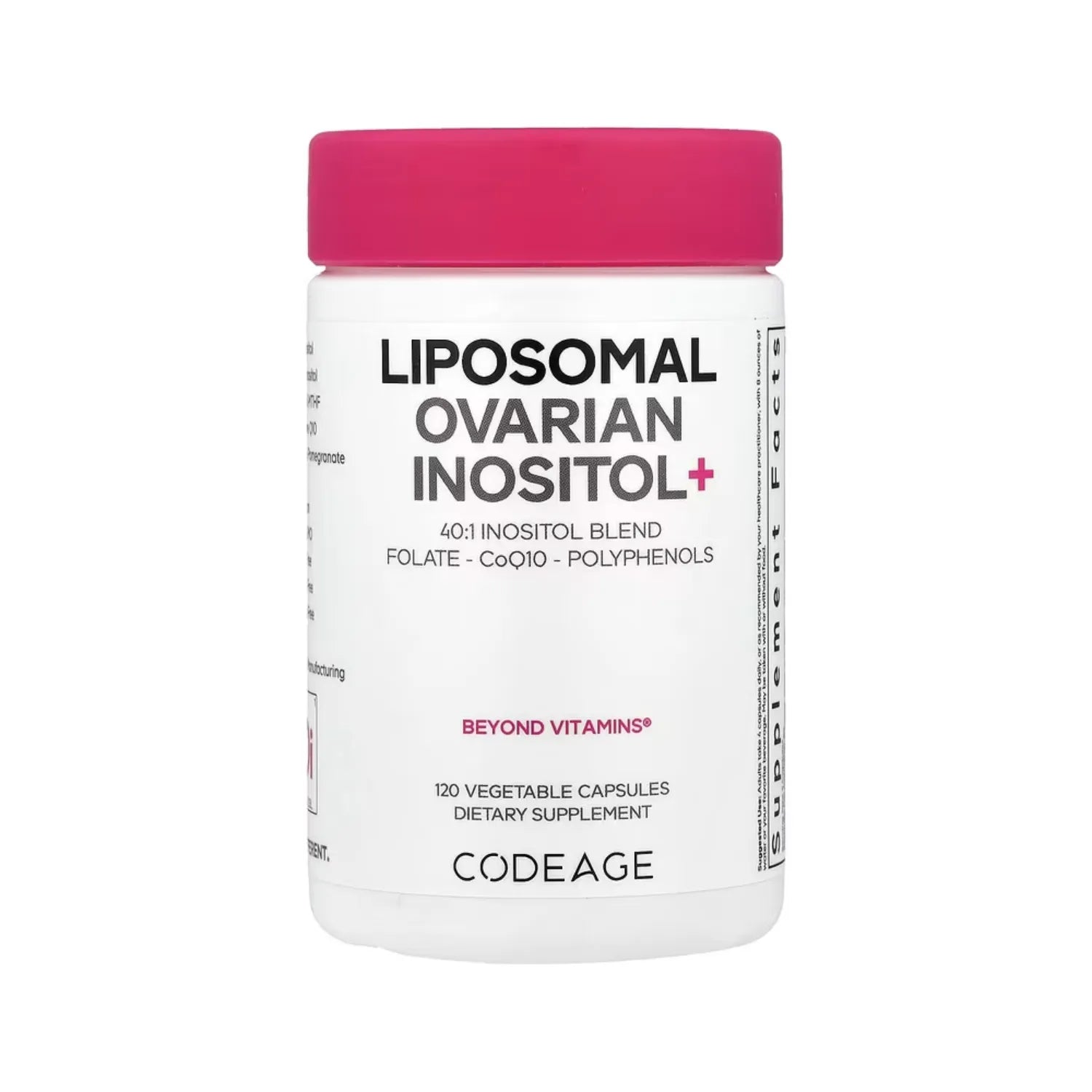 Codeage, Inositol Ovárico Liposomal + Folato, Coq10, Polifenoles, 120 Cápsulas Vegetales